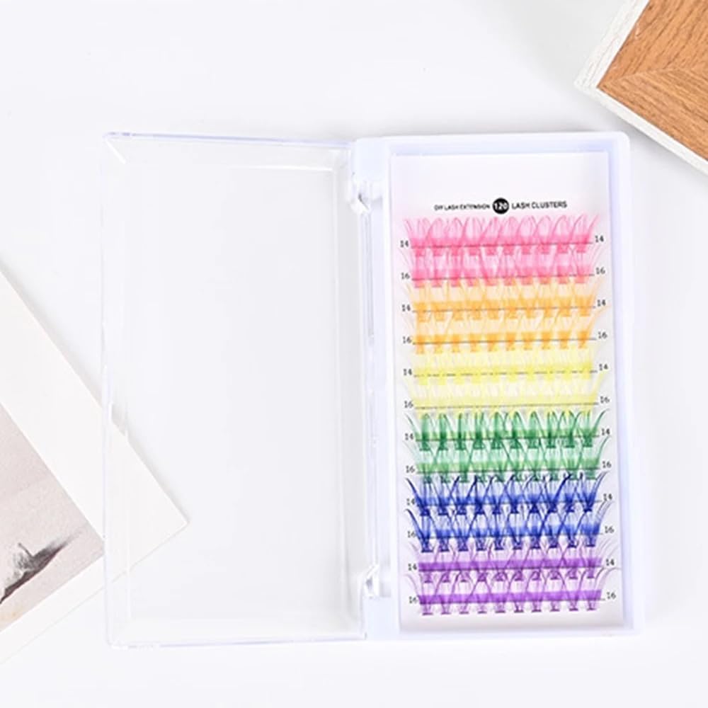 Colorful Cluster Eyelash Extensions, Soft and Vibrant