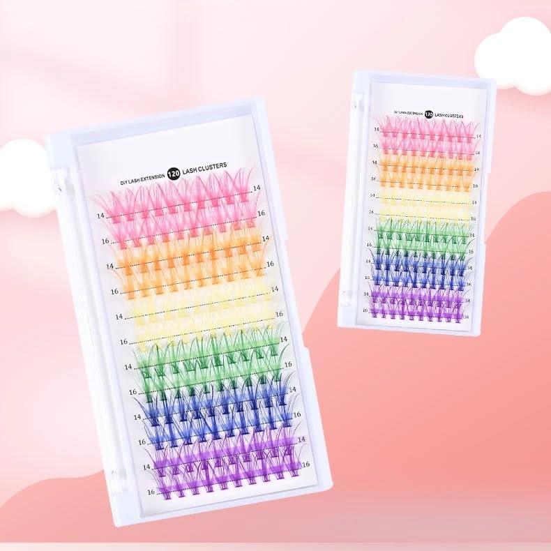 Colorful Cluster Eyelash Extensions, Soft and Vibrant