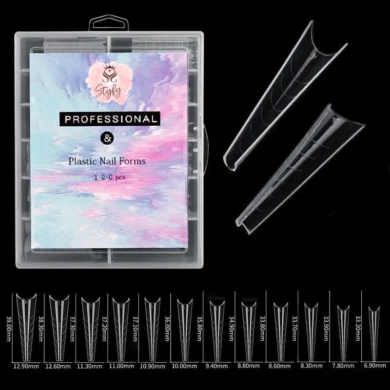 Dual Form Nail Tips | Nail Tips Arched for Poly Nail Gel Extension - C Cut Russian Coffin Dual Form Tips, 120 pcs