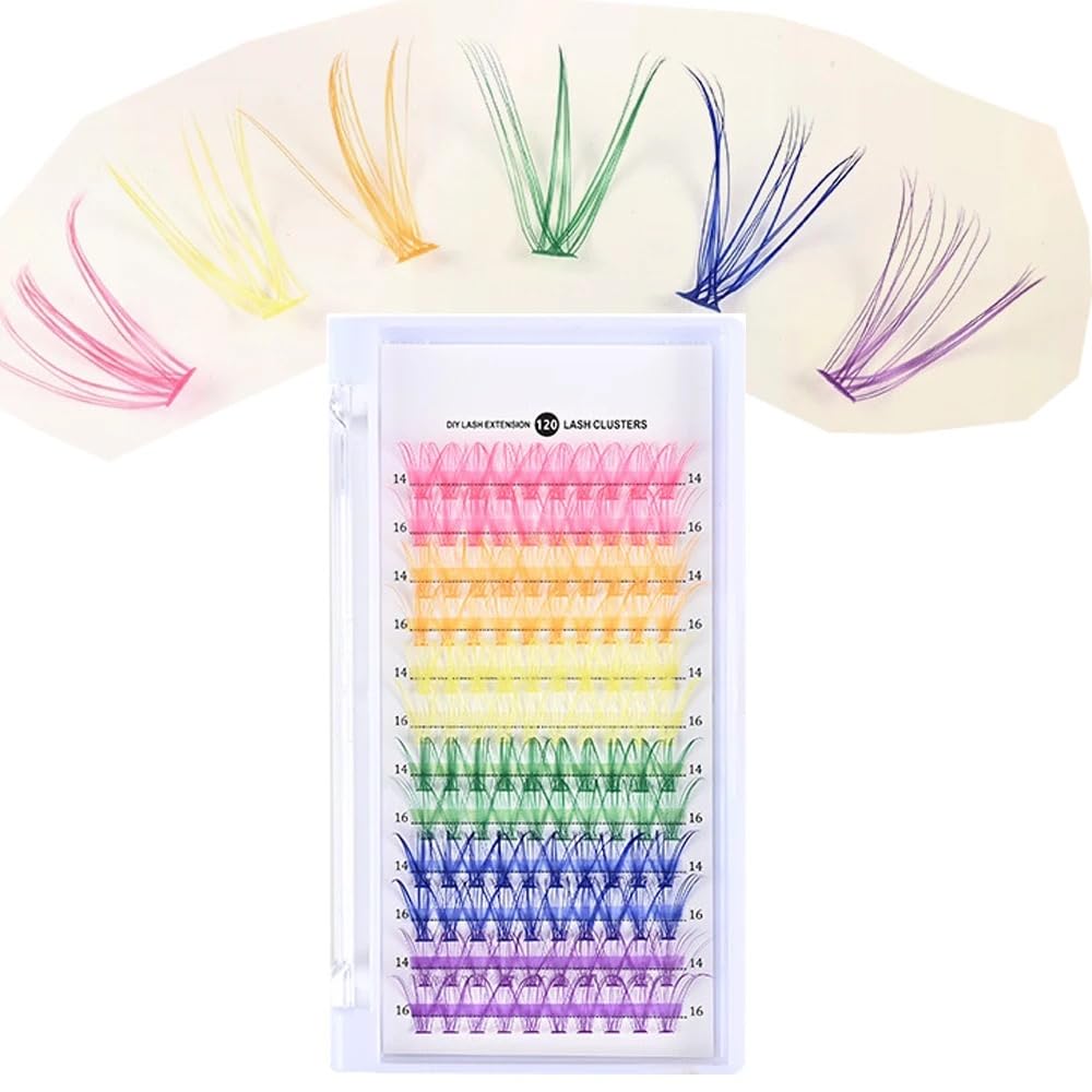 Colorful Cluster Eyelash Extensions, Soft and Vibrant