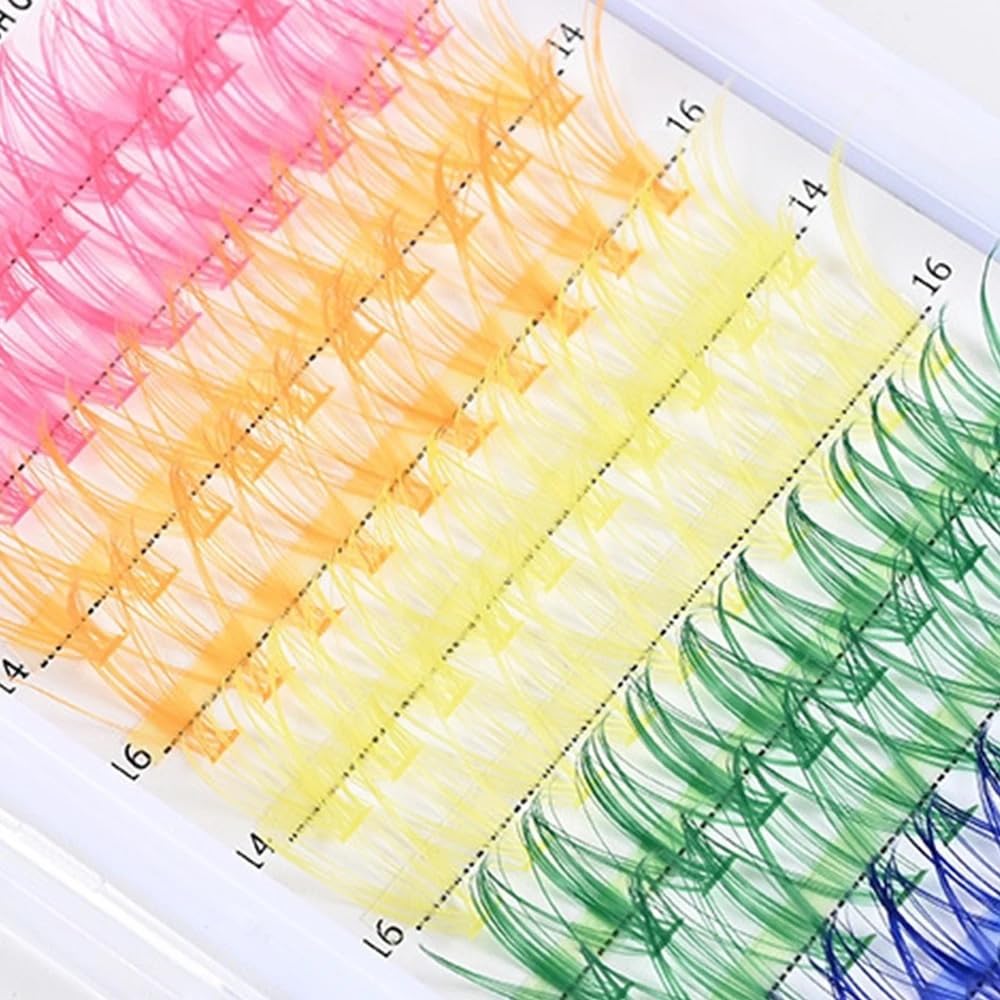 Colorful Cluster Eyelash Extensions, Soft and Vibrant