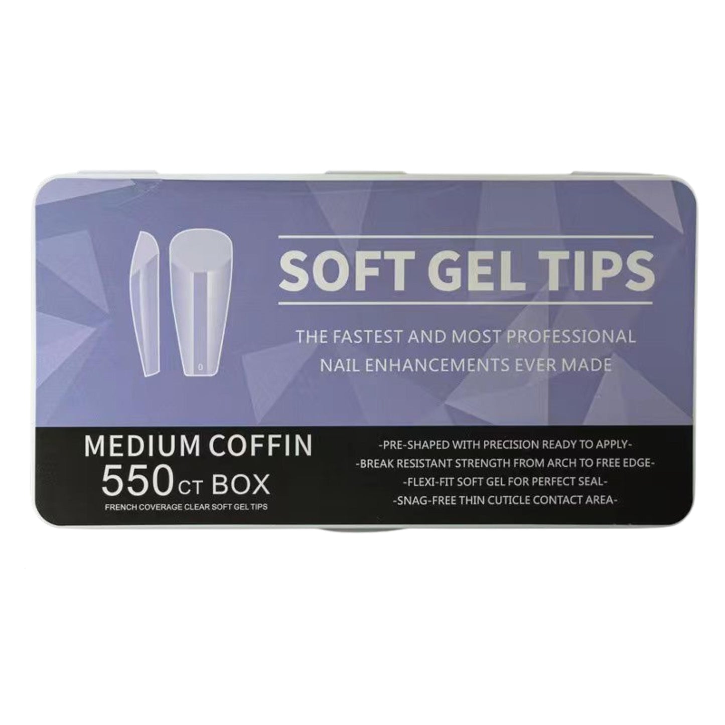 Nail Tips | Soft Gel Full Cover Nails (Medium Coffin Nail Tips | Half Matte Finish, 550 pcs)