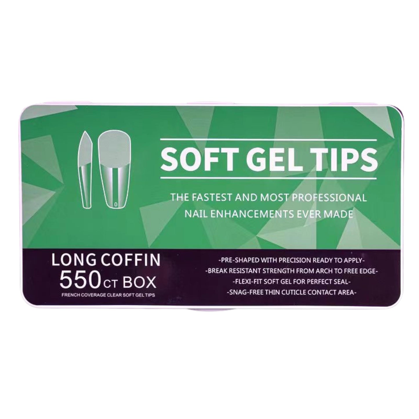 Nail Tips | Soft Gel Full Cover Nails (Long Coffin Nail Tips | Half Matte Finish, 550 pcs)