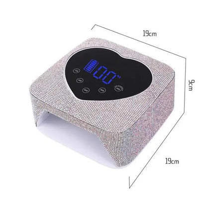 Heart Shape Blingy Diamonds Wireless UV Led Lamp | Diamond Bling | UV Soak Machine | Nail Dryer | 48 Beads Nail Gel Dryer | 72W - Silver