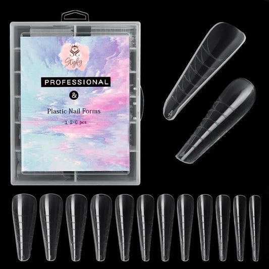 Dual Form Nail Tips | Nail Tips Arched for Poly Nail Gel Extension - Ballerina - Russian Almond Dual Form Tips, 120 pcs