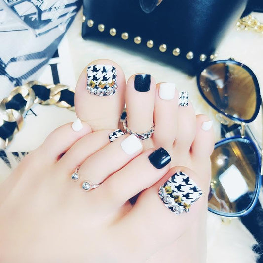 Press On | Toe - Houndstooth