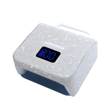 Handheld Blingy Diamonds Wireless UV Led Lamp | Diamond Bling | UV Soak Machine | Nail Dryer | 48 Beads Nail Gel Dryer | 72W - Silver