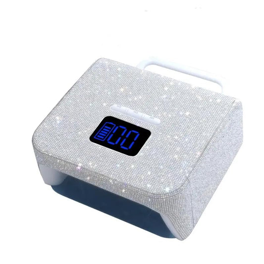 Handheld Blingy Diamonds Wireless UV Led Lamp | Diamond Bling | UV Soak Machine | Nail Dryer | 48 Beads Nail Gel Dryer | 72W - Silver
