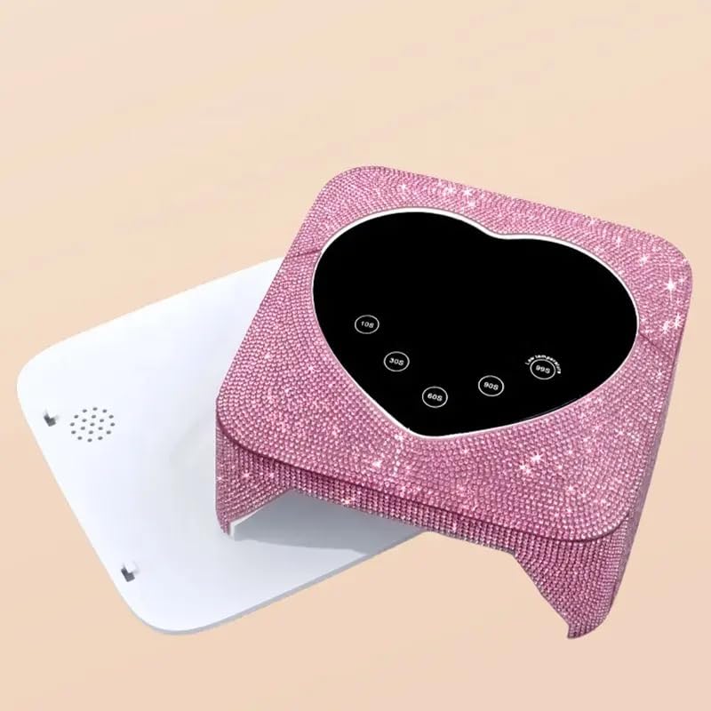 Heart Shape Blingy Diamonds Wireless UV Led Lamp | Diamond Bling | UV Soak Machine | Nail Dryer | 48 Beads Nail Gel Dryer | 72W - Pink