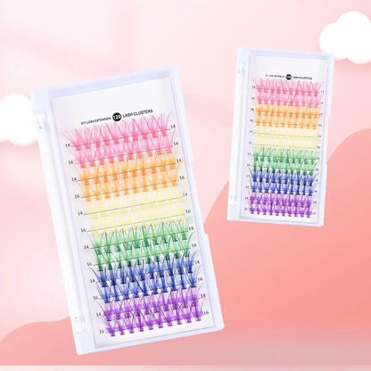 Colorful Cluster Eyelash Extensions, Soft and Vibrant