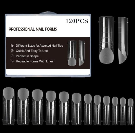 Dual Form Nail Tips | Nail Tips Arched for Poly Nail Gel Extension - Half Matte Square Dual Form Tips, 120 pcs