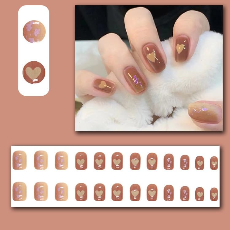 Press On - Caramel Hearts