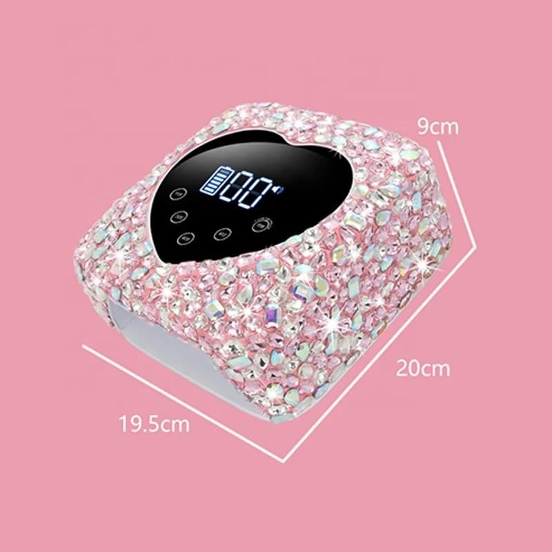 Heart Shape Rhinestone Wireless UV Led Lamp | Jewel Diamonds | UV Soak Machine | Nail Dryer | 30 Beads Nail Gel Dryer | 72W - Pink