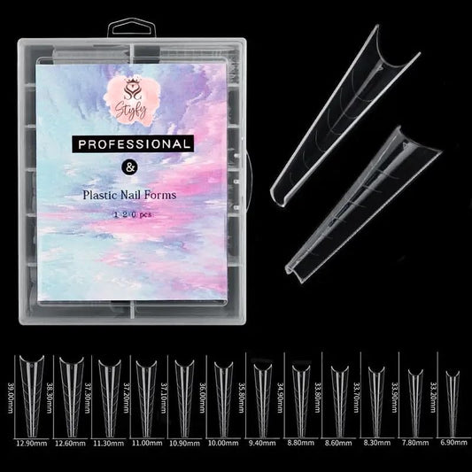 Dual Form Nail Tips | Nail Tips Arched for Poly Nail Gel Extension - C Cut Russian Coffin Dual Form Tips, 120 pcs