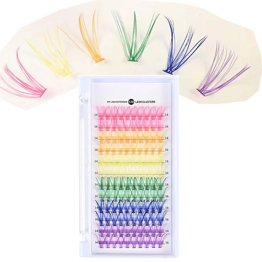 Colorful Cluster Eyelash Extensions, Soft and Vibrant