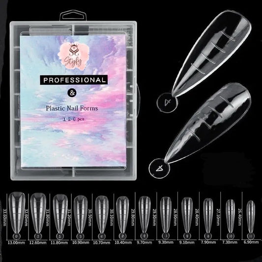 Dual Form Nail Tips | Nail Tips Arched for Poly Nail Gel Extension - Almond Dual Form Tips, 120 pcs