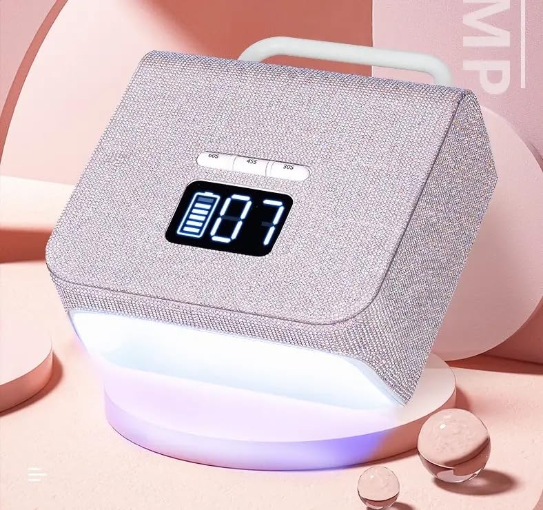 Handheld Blingy Diamonds Wireless UV Led Lamp | Diamond Bling | UV Soak Machine | Nail Dryer | 48 Beads Nail Gel Dryer | 72W - Silver