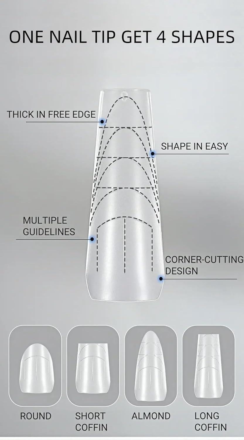 Nail Tips | Soft Gel Tips Gel X | 240 Pcs