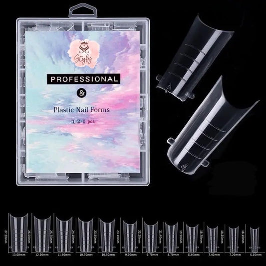 Dual Form Nail Tips | Nail Tips Arched for Poly Nail Gel Extension - C Cut Square Dual Form Tips, 120 pcs