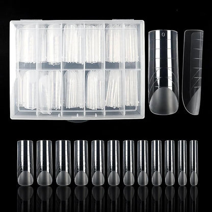Dual Form Nail Tips | Nail Tips Arched for Poly Nail Gel Extension - Half Matte Square Dual Form Tips, 120 pcs