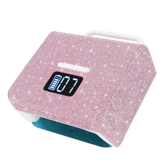 Handheld Blingy Diamonds Wireless UV Led Lamp | Diamond Bling | UV Soak Machine | Nail Dryer | 48 Beads Nail Gel Dryer | 72W - Pink