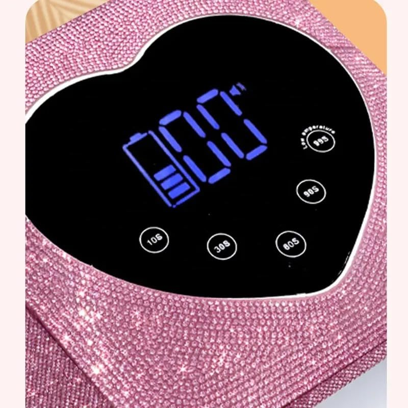 Heart Shape Blingy Diamonds Wireless UV Led Lamp | Diamond Bling | UV Soak Machine | Nail Dryer | 48 Beads Nail Gel Dryer | 72W - Pink