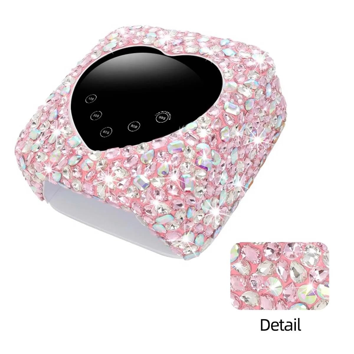 Heart Shape Rhinestone Wireless UV Led Lamp | Jewel Diamonds | UV Soak Machine | Nail Dryer | 30 Beads Nail Gel Dryer | 72W - Pink