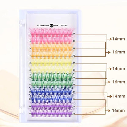 Colorful Cluster Eyelash Extensions, Soft and Vibrant