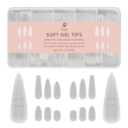 Nail Tips | Soft Gel Tips Gel X | 240 Pcs