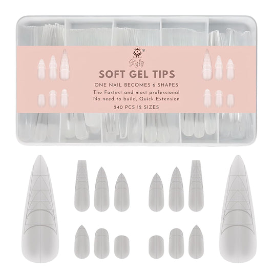 Nail Tips | Soft Gel Tips Gel X | 240 Pcs
