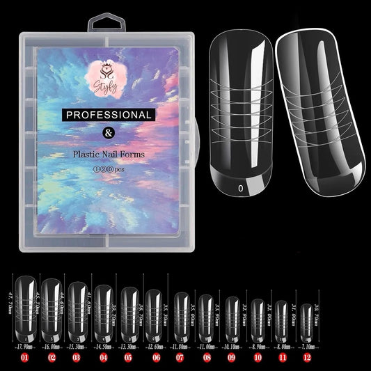 Dual Form Nail Tips | Nail Tips Arched for Poly Nail Gel Extension - Coffin Dual Form Tips, 120 pcs