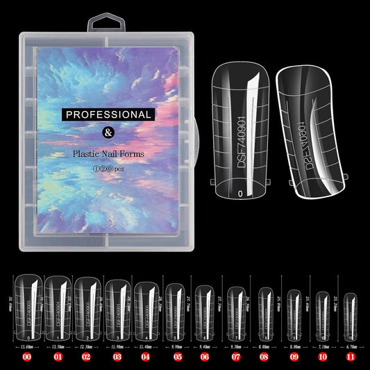 Dual Form Nail Tips | Nail Tips Arched for Poly Nail Gel Extension - Soft Square Dual Form Tips, 120 pcs