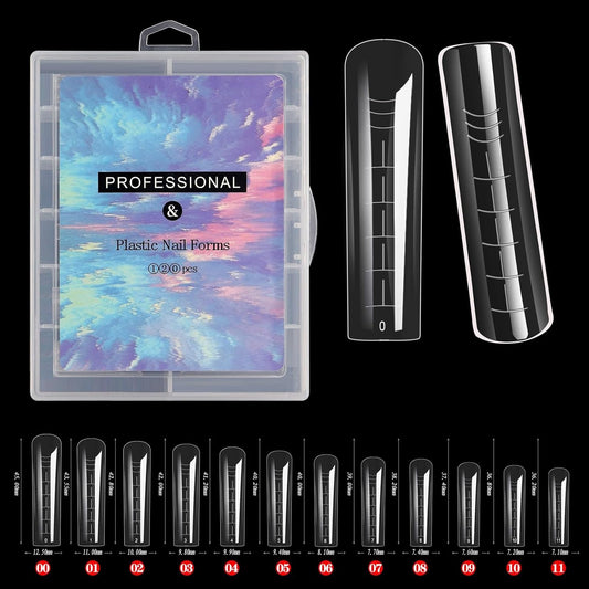 Dual Form Nail Tips | Nail Tips Arched for Poly Nail Gel Extension - Long Square Dual Form Tips, 120 pcs
