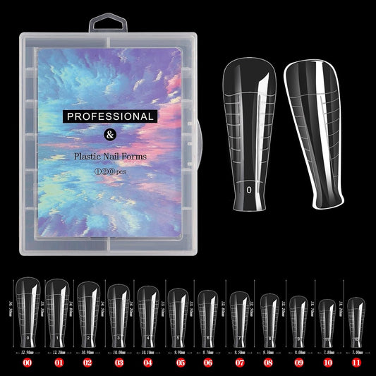 Dual Form Nail Tips | Nail Tips Arched for Poly Nail Gel Extension - Cylindrical Dual Form Tips, 120 pcs