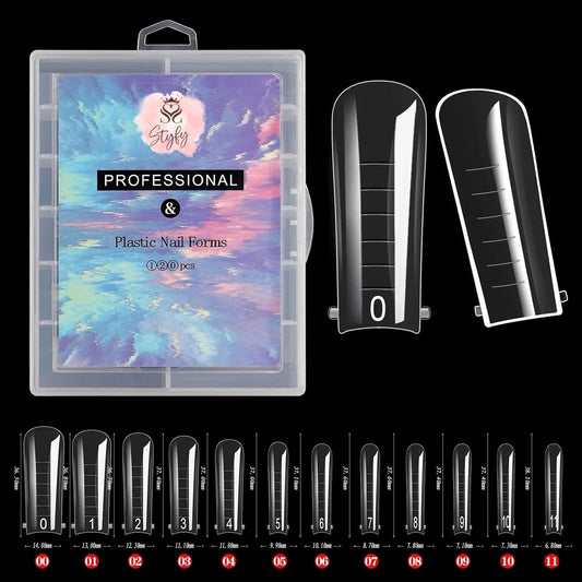 Dual Form Nail Tips | Nail Tips Arched for Poly Nail Gel Extension - Square Dual Form Tips, 120 pcs