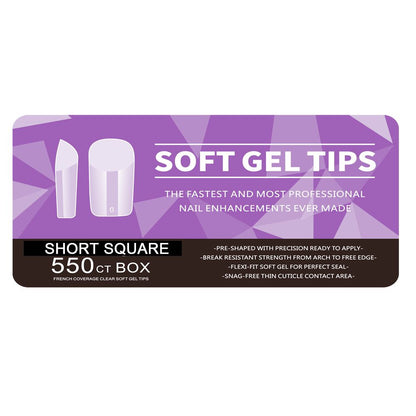 Nail Tips | Soft Gel Full Cover Nails (Short Square Nail Tips | Matte Finish, 550 pcs)