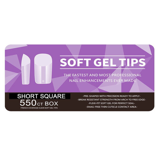 Nail Tips | Soft Gel Full Cover Nails (Short Square Nail Tips | Matte Finish, 550 pcs)
