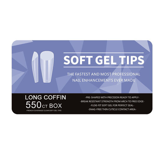 Nail Tips | Soft Gel Full Cover Nails (Long Coffin Nail Tips | Matte Finish, 550 pcs)