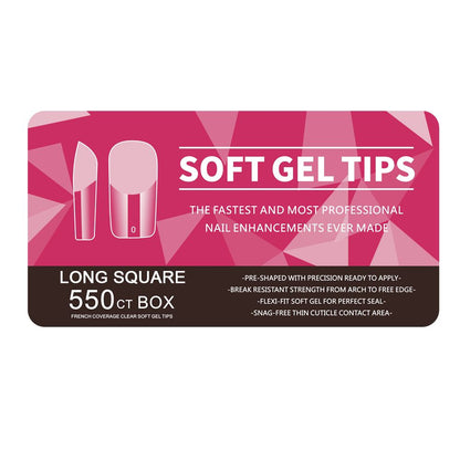 Nail Tips | Soft Gel Full Cover Nails (Long Square Nail Tips | Half Matte Finish, 550 pcs)