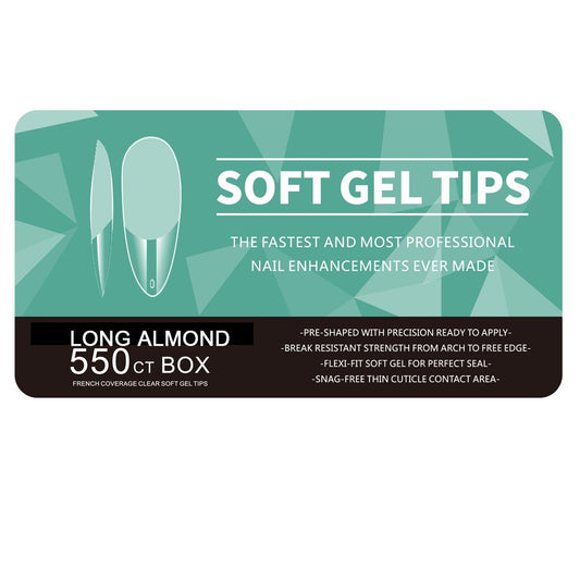 Nail Tips | Soft Gel Full Cover Nails (Long Almond Nail Tips | Half Matte Finish, 550 pcs)
