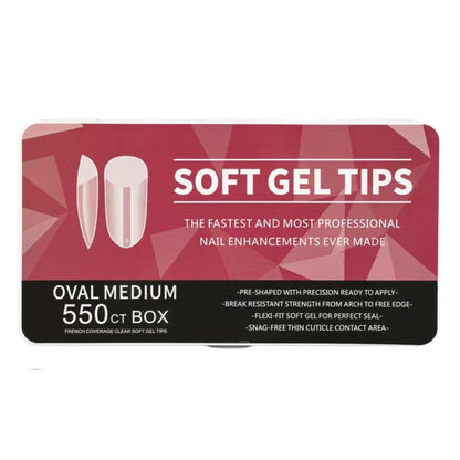 Nail Tips | Soft Gel Full Cover Nails (Oval Medium Nail Tips | Matte Finish, 550 pcs)
