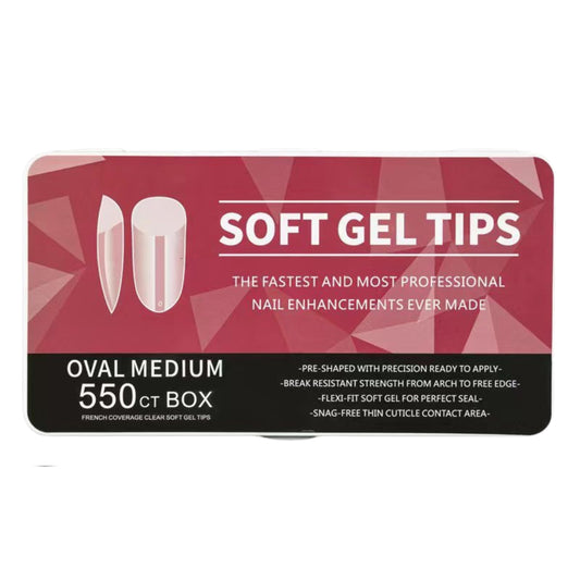 Nail Tips | Soft Gel Full Cover Nails (Oval Medium Nail Tips | Matte Finish, 550 pcs)