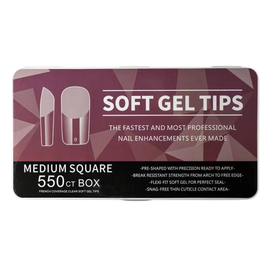 Nail Tips | Soft Gel Full Cover Nails (Medium Square Nail Tips | Half Matte Finish, 550 pcs) (Copy)