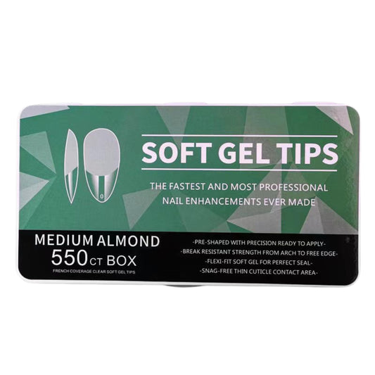 Nail Tips | Soft Gel Full Cover Nails (Long Almond Nail Tips | Half Matte Finish, 550 pcs)