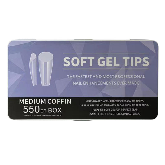 Nail Tips | Soft Gel Full Cover Nails (Medium Coffin Nail Tips | Half Matte Finish, 550 pcs)