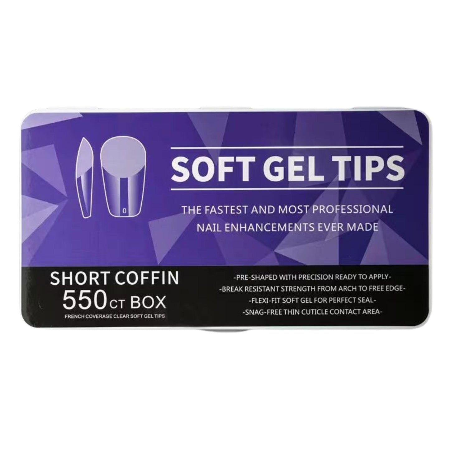 Nail Tips | Soft Gel Full Cover Nails (Short Coffin Nail Tips | Half Matte Finish, 550 pcs)