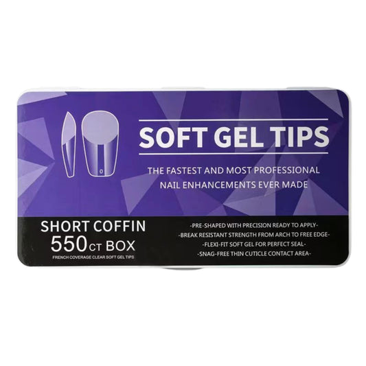 Nail Tips | Soft Gel Full Cover Nails (Short Coffin Nail Tips | Half Matte Finish, 550 pcs)