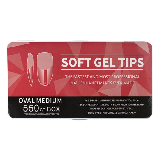 Nail Tips | Soft Gel Full Cover Nails (Oval Medium Nail Tips | Half Matte Finish, 550 pcs)