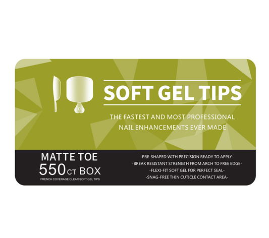 Nail Tips | Soft Gel Full Cover Nails (Toe | Matte Finish, 550 pcs)