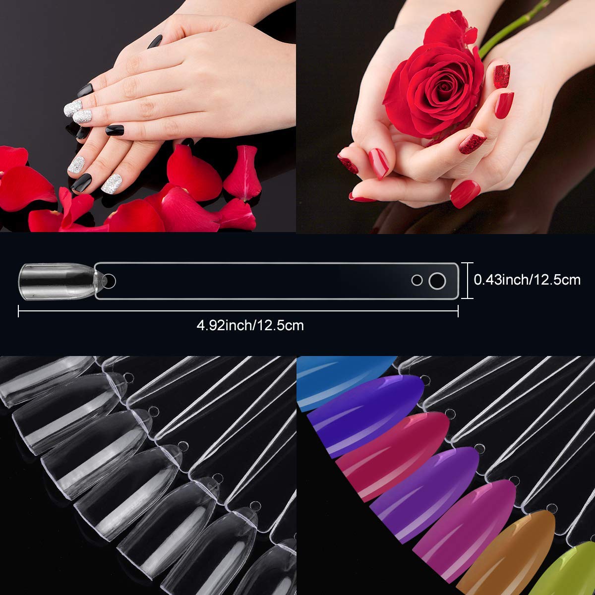 Fan Shape Nail Art Polish Display Practice Tips - Square Shaped 50 Pcs